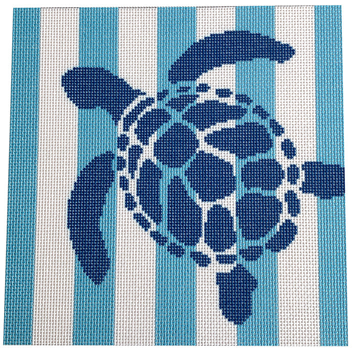 Stencil Sea Turtle on Blue