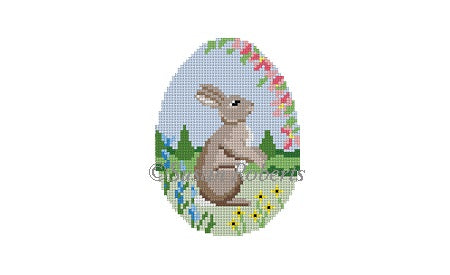 Rabbit In Flowers - 4" Egg