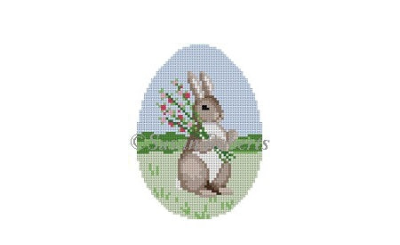Bunny with Flowers - 4" Egg