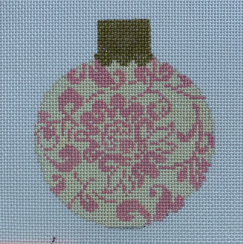 Karen's Damask Reflection Bauble - Cream and Pink