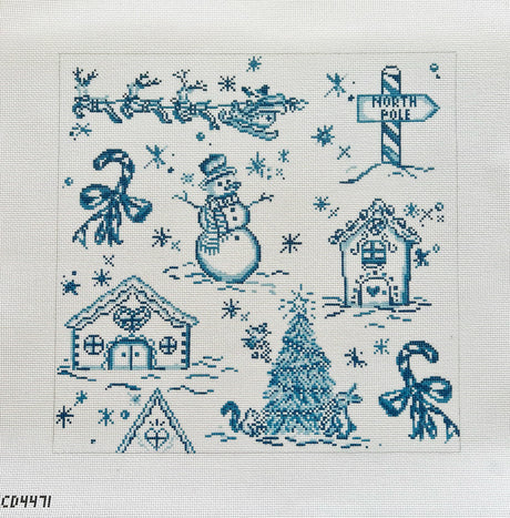 Blue Christmas Toile Pillow
