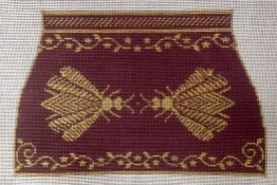 N's 2 Bees Tote - Wine & Gold (4 pieces)