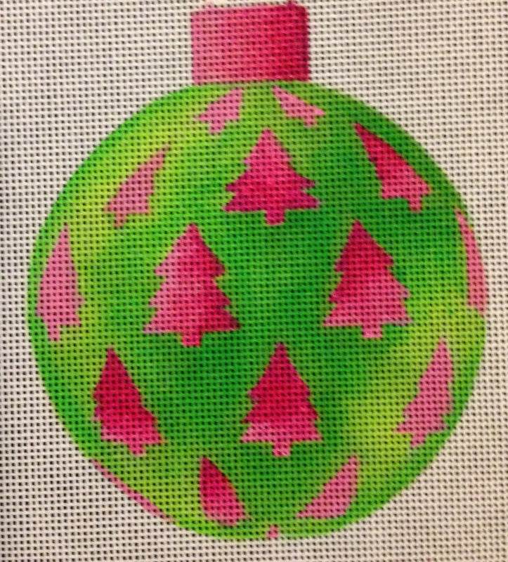 Ornament - Green w/ Pink Trees
