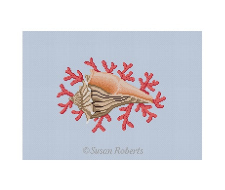 Whelk Shell w/ Coral