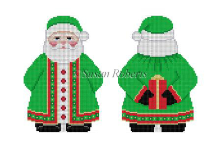 Green Coat Santa, w/ present · 2 Sided