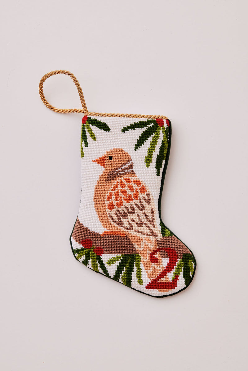 2 Turtle Doves - Ornament Sized Stocking