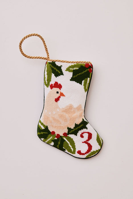 3 French Hens - Ornament Sized Stocking