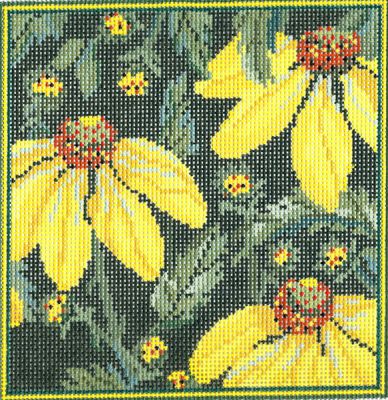 Yellow Echinacea Eyeglasses Case