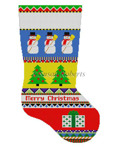Bold Stripe Snowman - Stocking