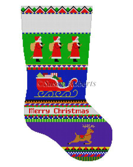 Bold Stripe Santa - Stocking
