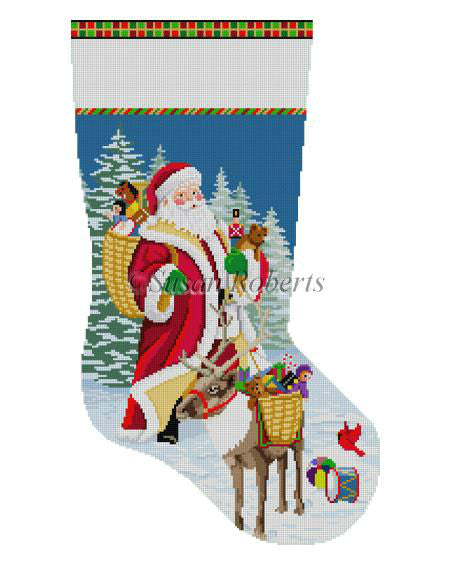 Santa Reindeer & Toy Baskets - Stocking