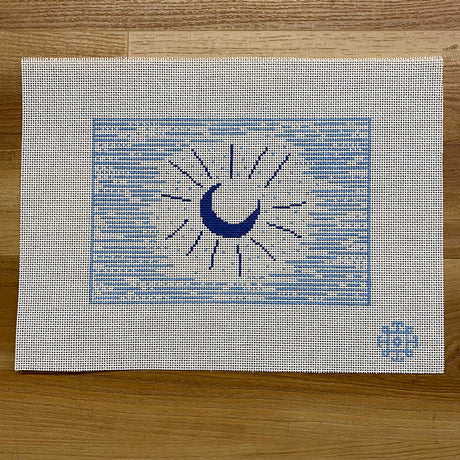 Blue and White Moon Clutch