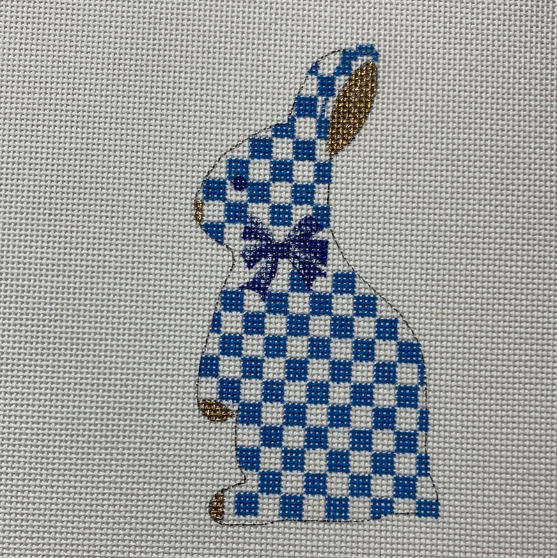 Standup Bunny - Blue & White Checkerboard