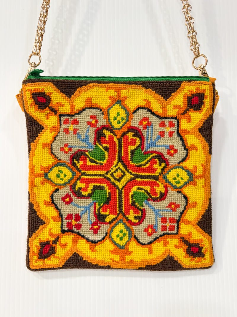 Square Folk Crossbody - Bespoke Needlepoint Bag Collection