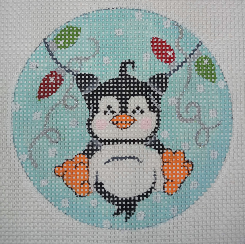 Penguin with Christmas Lights