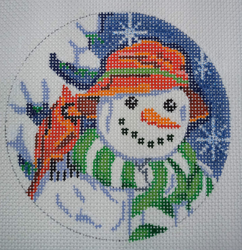 Snowman Face with Cardinal