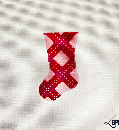 Mini pink argyle stocking