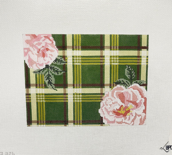 Green plaid with flower