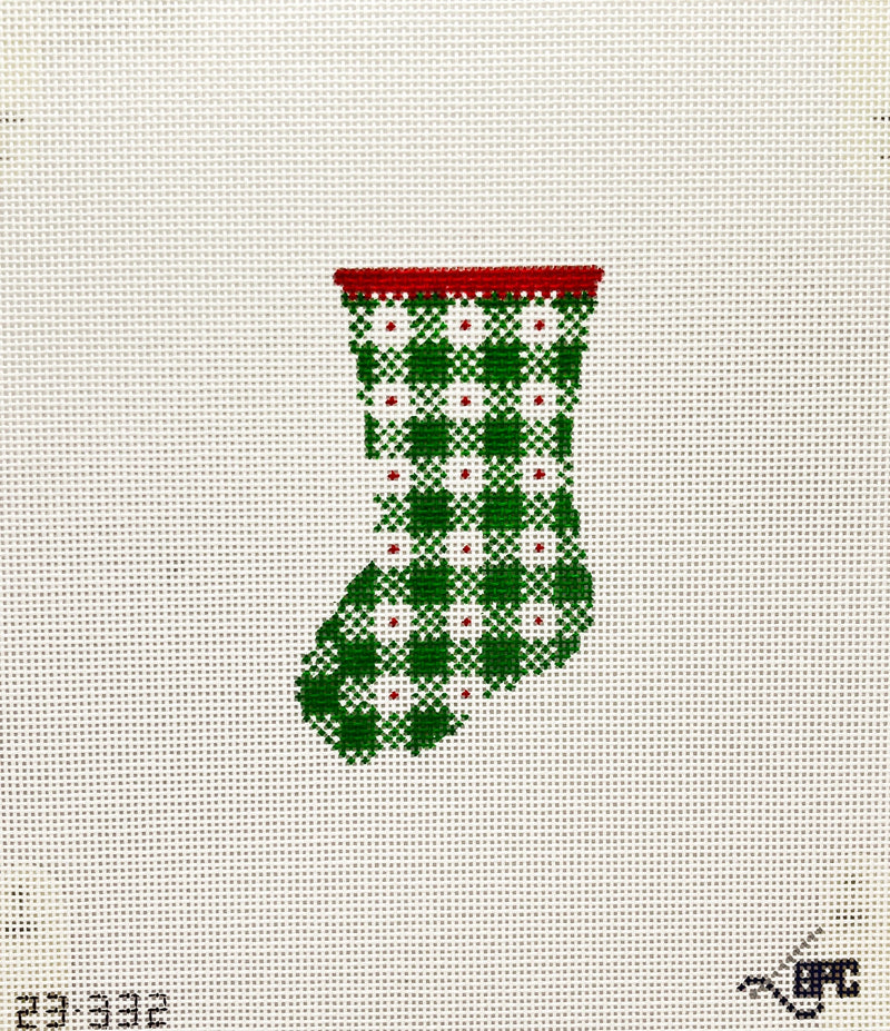 Micro Green Gingham Stocking