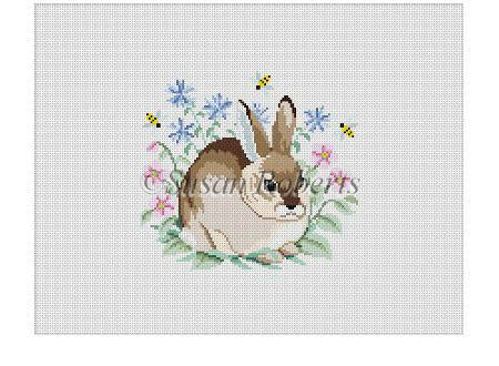 Rabbit In Flowers - Chair Seat