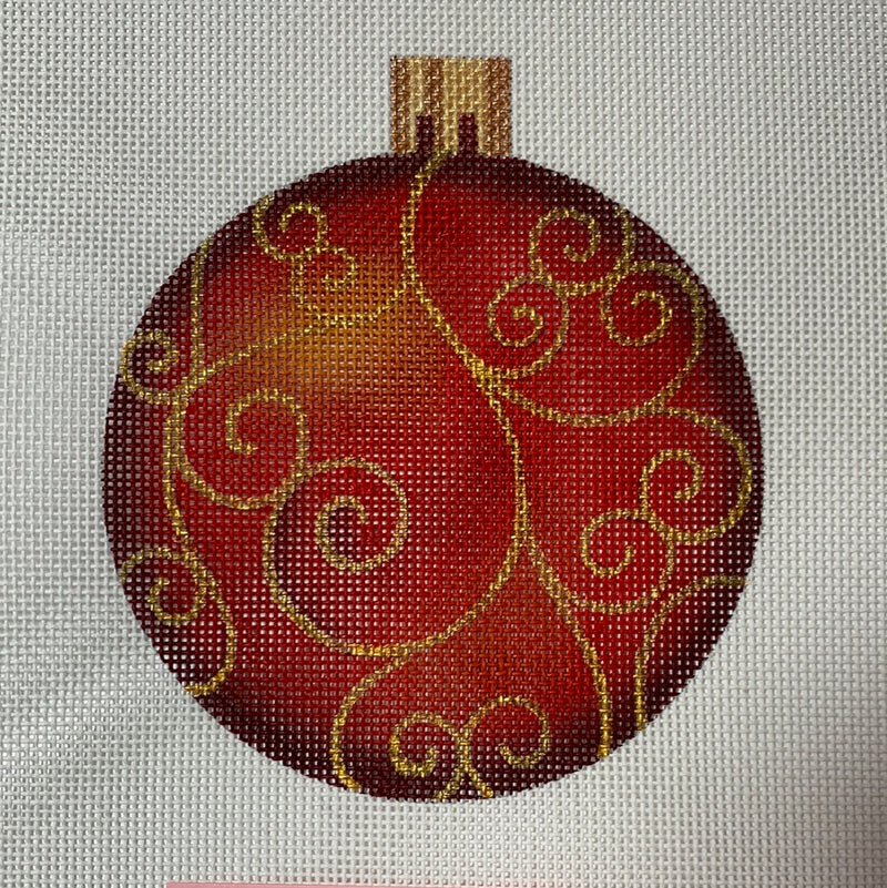 Ornament - Red w/ Gold Scroll