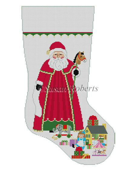 Santa With Girl Toys - Stocking