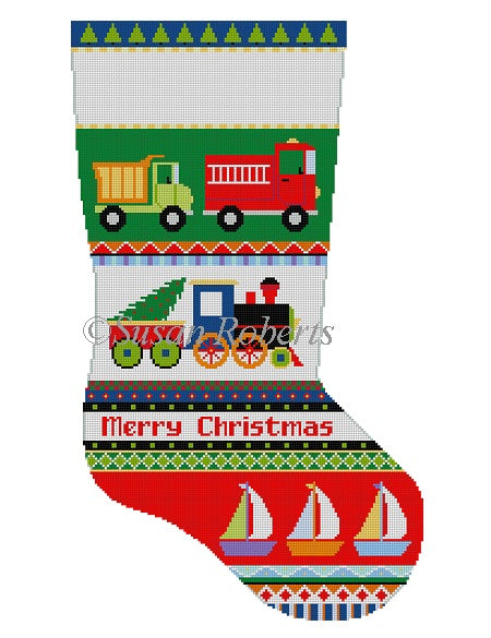 Bold Stripe, Trucks, Train, Boats - Stocking