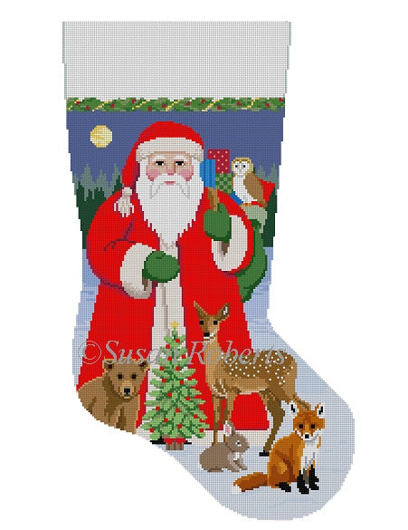 Santa W/ Baby Forest Animals - Stocking