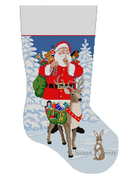 Shh, Santa Reindeer Bringing Toys - Stocking