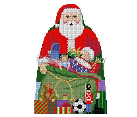 Santa w/ Toy Bag  - Front - Tree Topper