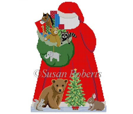 Santa w Baby Forest Animals - Back - Tree Topper
