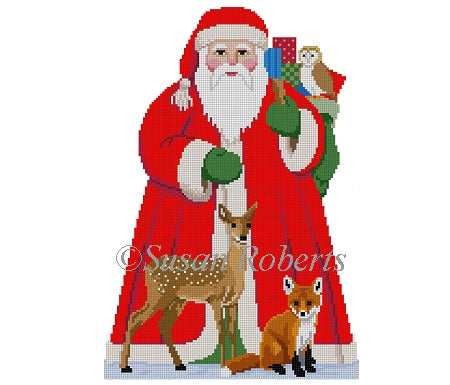 Santa W/ Baby Forest Animals - Front - Tree Topper