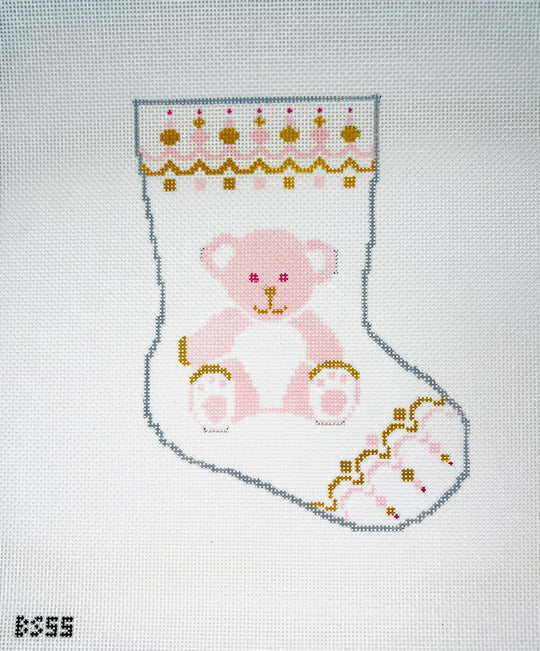 Beary Christmas in Pink - Ornament Sized Stocking