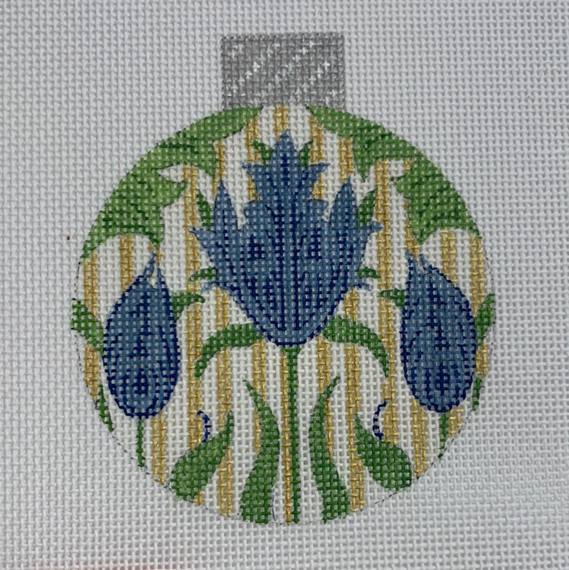 Wm's Blue Tulips Reflection  Bauble #2