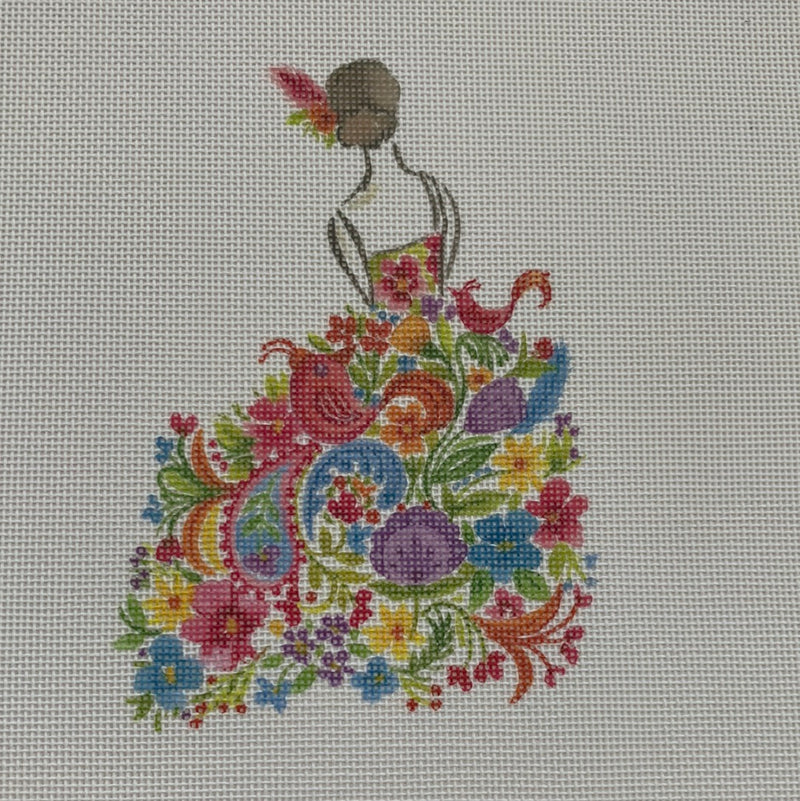 Lady with Pink Flowers - Small