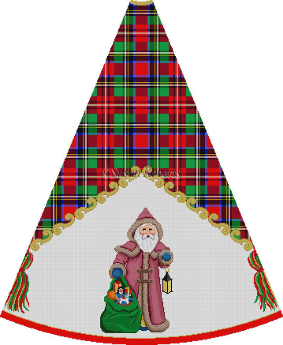 Hooded Santa With Toy Bag - Tartan - Tree Skirt