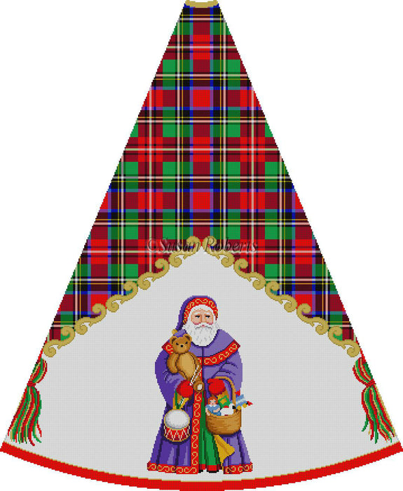 Grape Robe Santa With Toy Basket - Tartan - Tree Skirt