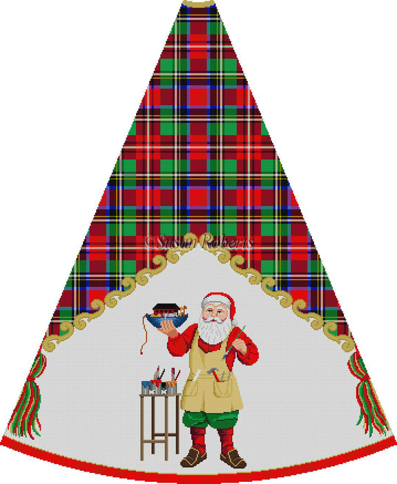 Santa Painting Ark - Tartan - Tree Skirt
