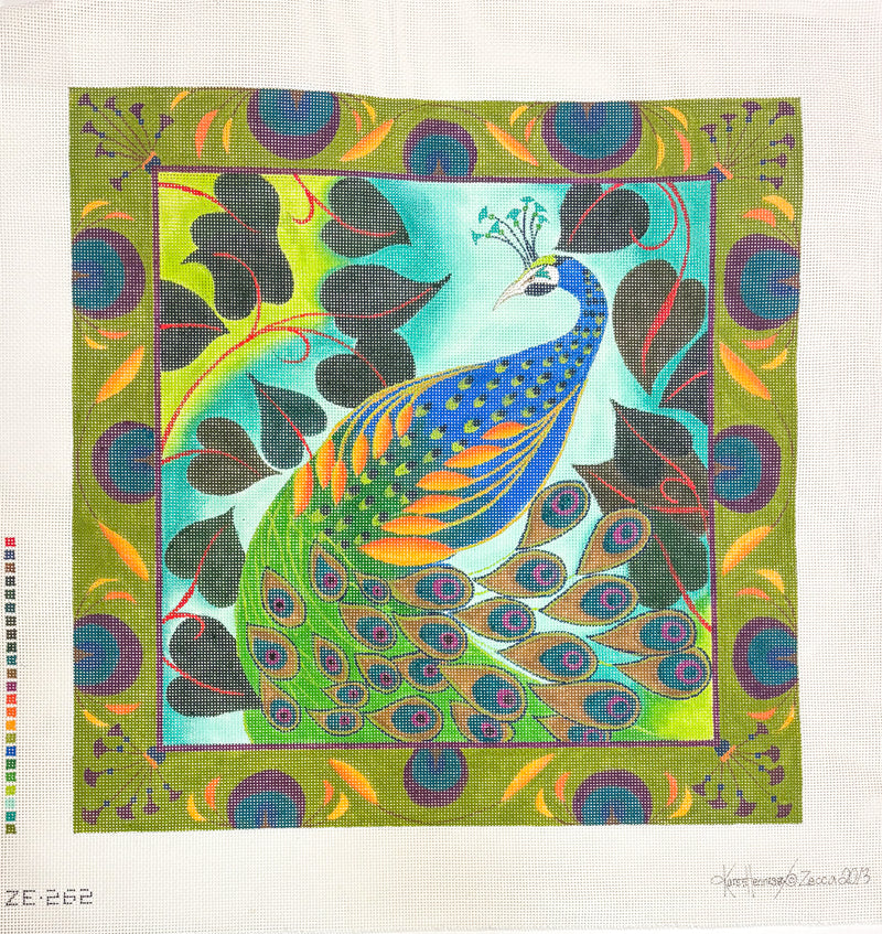 Peacock with border, (18m)