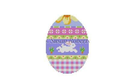 Bunny Over Plaid - 4" Egg