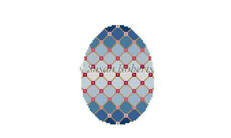 Blue Trellis - 4" Egg