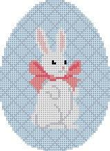 White Rabbit With Bow, 4" Egg - 18 mesh