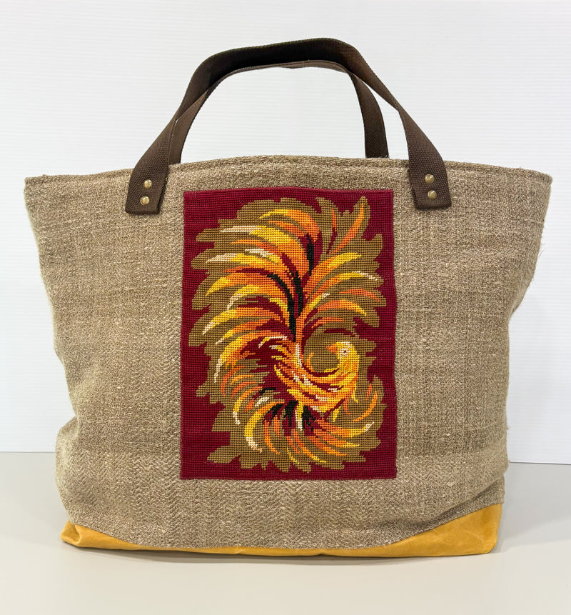 Hungarian Linen Shopper Tote - Bespoke Needlepoint Bag Collection