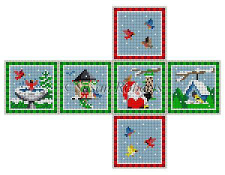 Santa w/Birds - 2" cube