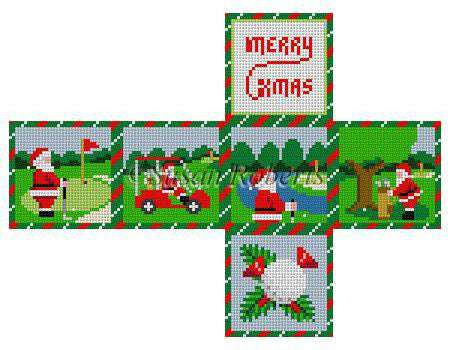 Golfing Santa - 2" cube