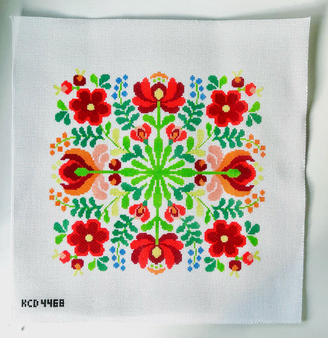 Hungarian Folk Design - Red and Pink Floral