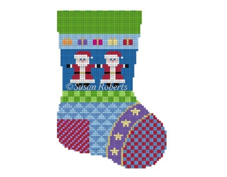 Patchwork Santas - Mini Stocking