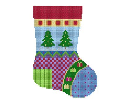 Patchwork Xmas Trees - Mini Stocking