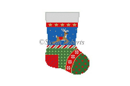 Patchwork Reindeer - Mini Stocking
