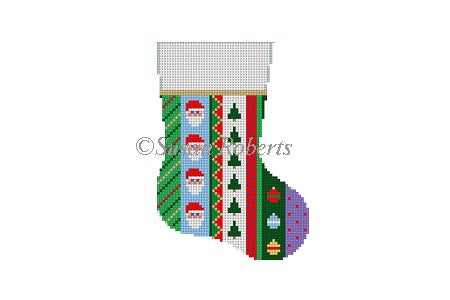 Santa, vertical stripe - Mini Stocking